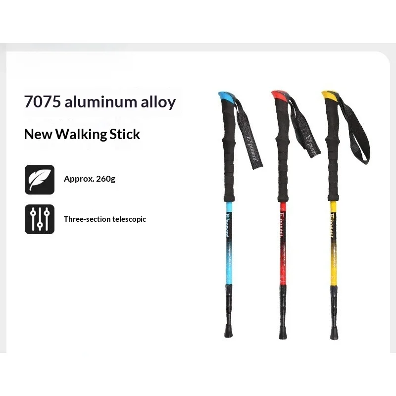 

7075 Aluminum Telescopic Trekking Pole Three Section Adjustable Lightweight Foldable Anti Shock Walking Stick Walking Cane