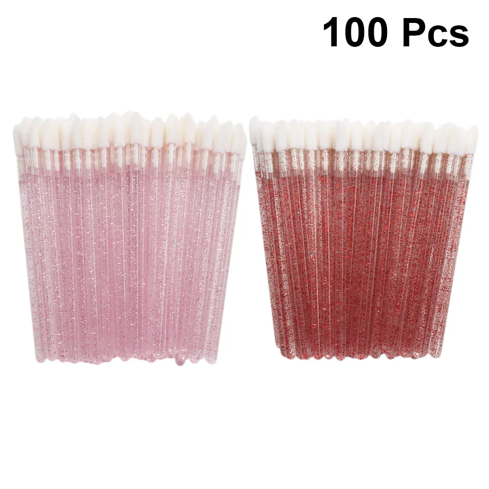 100 Pcs Clear Lip Gloss Makeup Organizer Wands Remover Balm Lipstick Applicator Tool Kit Brush Crystal Pole