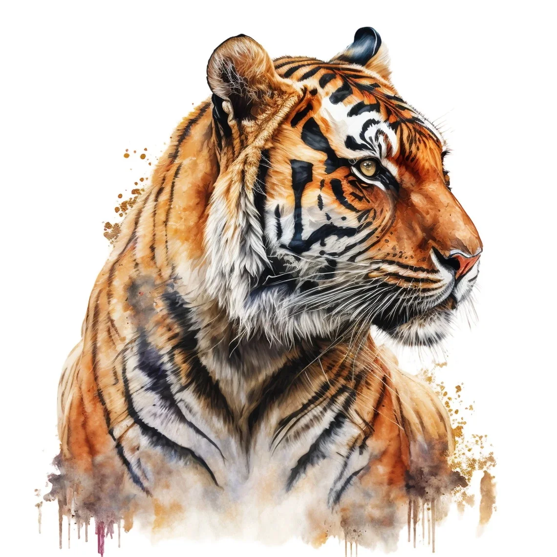 Watercolor Tiger Wall Stickers, Vinyl Decal for Toilet Lid, Cabinet, Door, Refrigerator Decoration, Car Decals, Art Wallpaper
