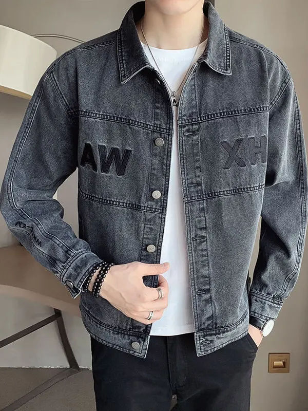 

Мужская джинсовая куртка Waed Jaet, повседневная свободная винтажная рабочая одежда, ветрозащитная верхняя одежда на весну и осень