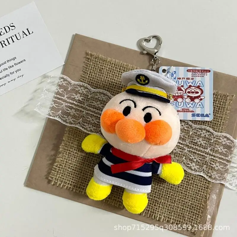 Japanese Cartoon Anpanman Baikinman Navy Sailor Costume Plush Keychain Doll Couples Hang Decorative Toys As Graduation Gifts