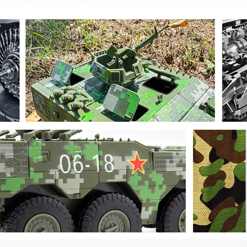 1:24 Scale 08 Wheeled Infantry Armored Fighting Vehicle Simulation Model Military Tank Decoration Boys Children\'s Alloy Toy Car