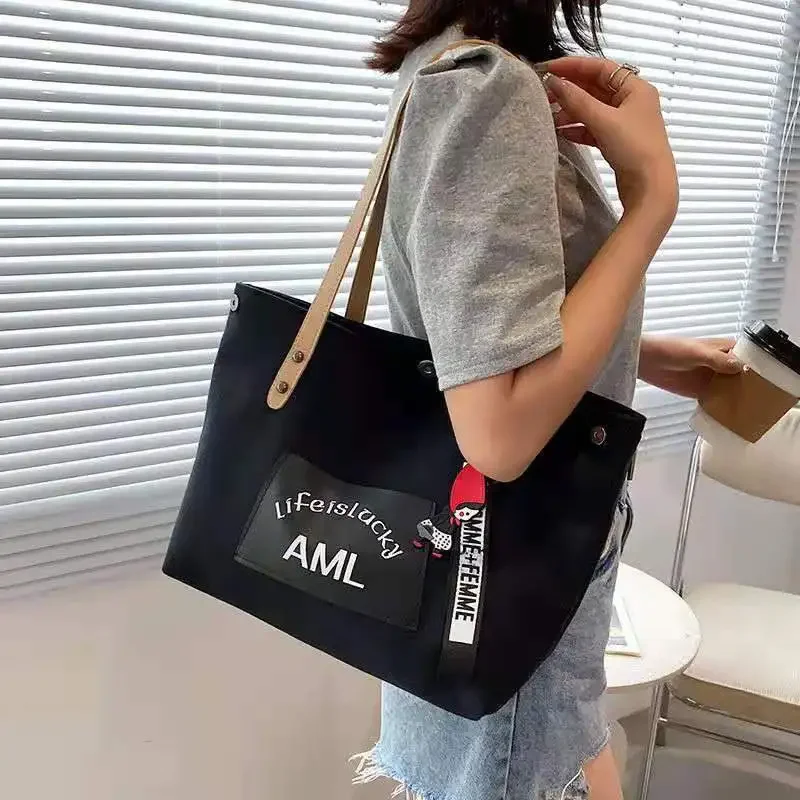 Canvas Shopping Bags Women Portable Large Capacity Shoulder Bag Eco Reusable Fashion Girls Canvas Tote Book Bag