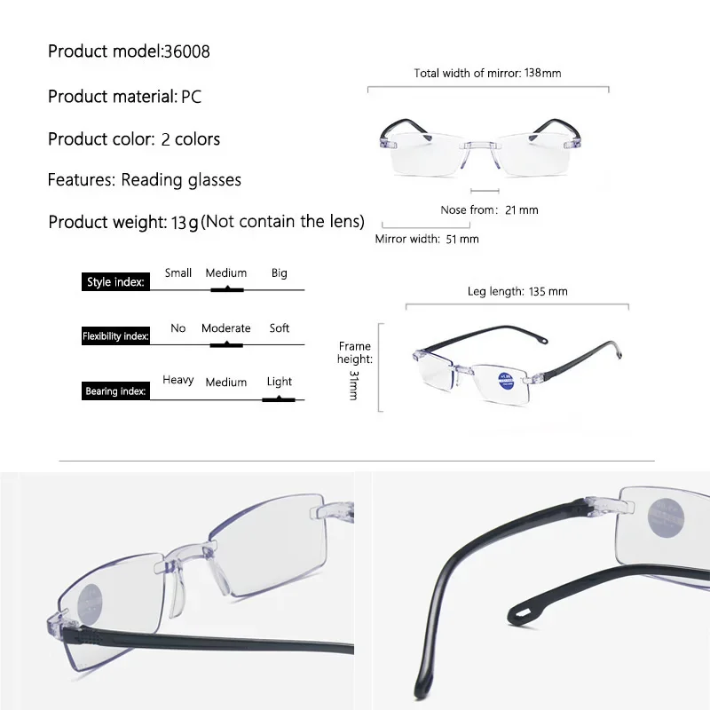 Middle-aged And Elderly Anti-blue Reading Glasses Men Women Fashion Anti-fatigue HD And Wear-Resistant Blocking Glasses