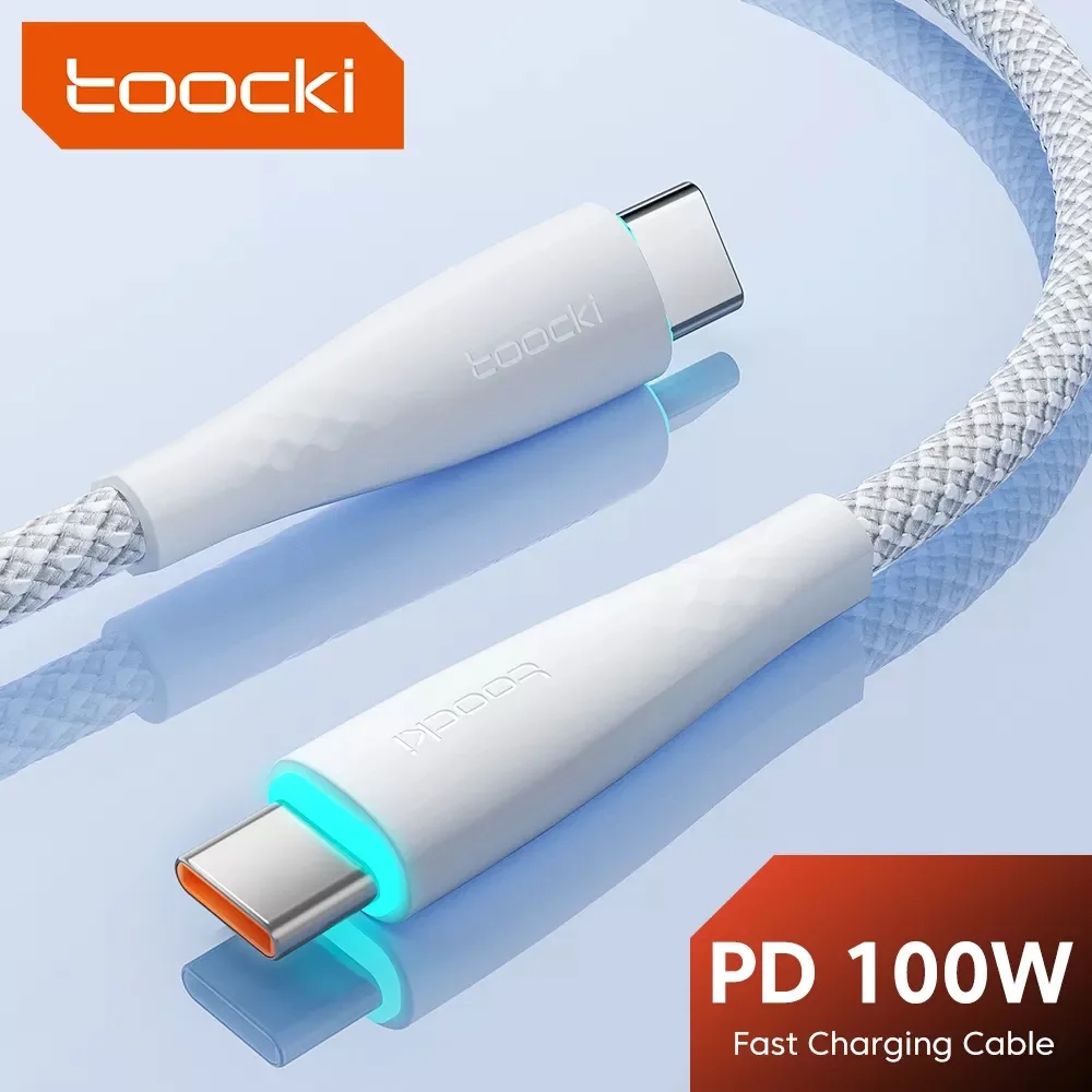 Toocki 100W USB C Cable 5A Fast Charging Type C Cable For Xiaomi 12 Poco f3 f4 Samsung 3.0 USB C To USB C PD Cable For Macbook