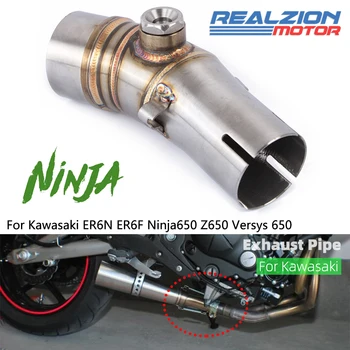 REALZION ER6N ER6F exhaust pipe middle pipe tube exhaust connector for Kawasaki Ninja650 Z650 2017 motorcycle exhaust muffler