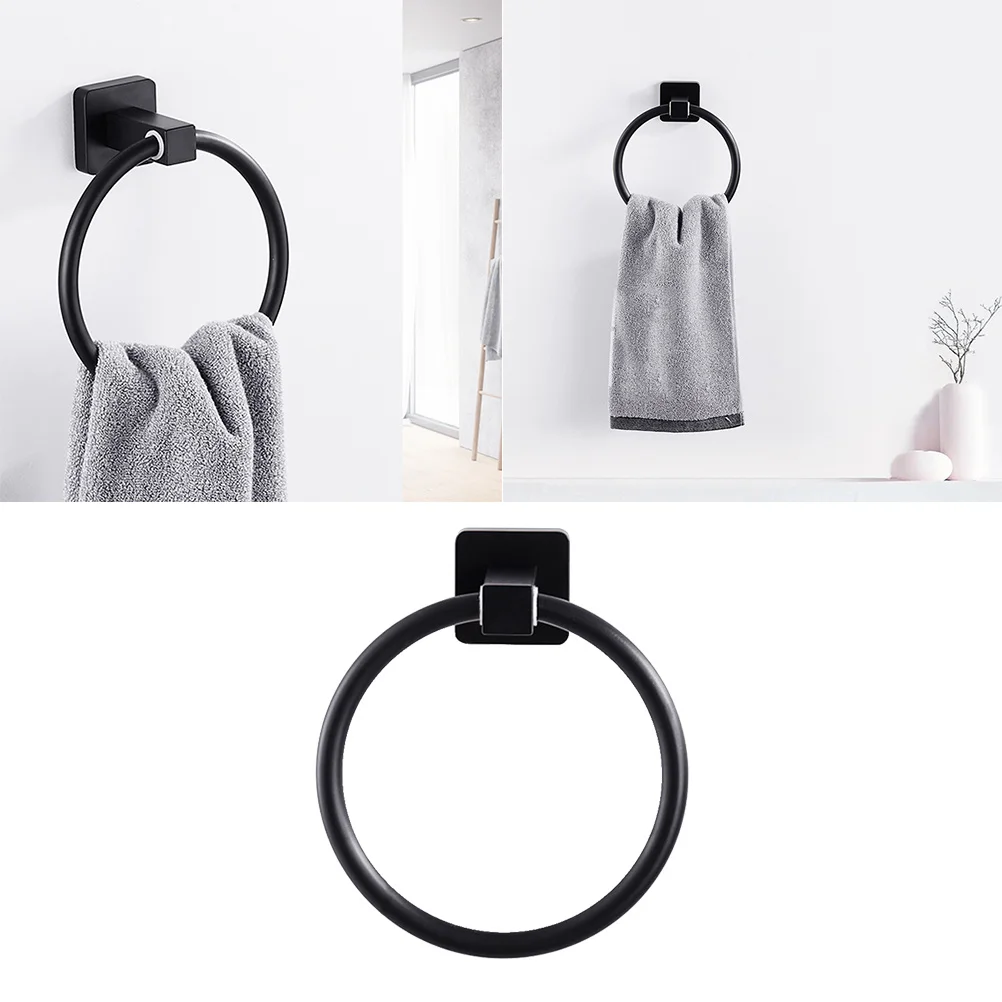 

Black Aluminum Towel Rack Wall Mount Bathroom Decor Simple Practical Design Durable Material Easy to Wipe Clean