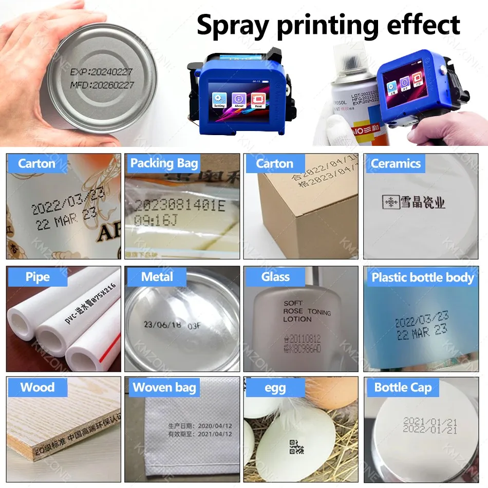 12.7mm Handheld Thermal Inkjet Printer with Grip Fast-Drying Ink for Text QR Barcode Batch Number Logo Portable Mini Printer