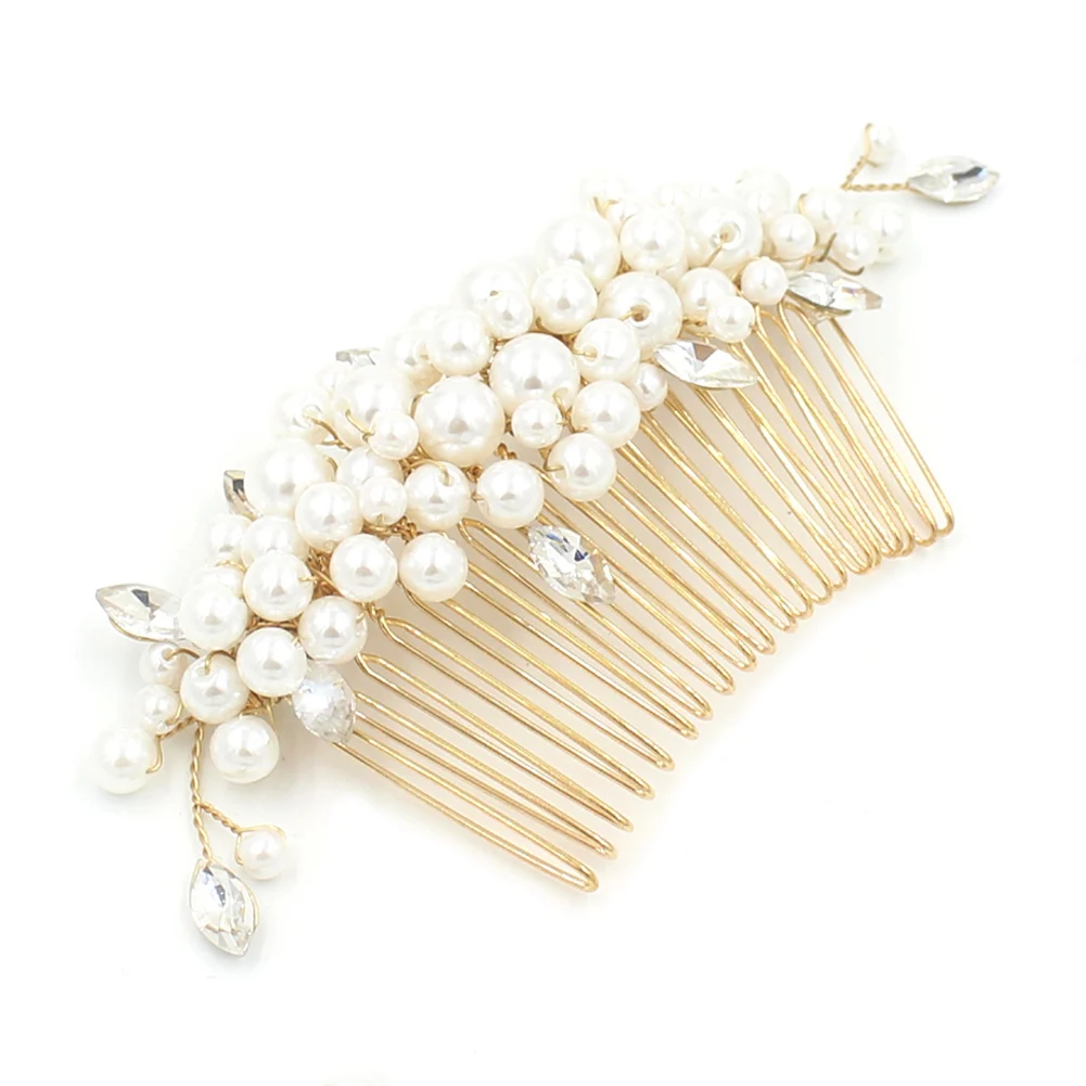 

O905 Vintage Wedding Bridal Hair Comb Pearls Rhinestone Handmade Brides Hairwear Headpiece Women Marriage Accessories