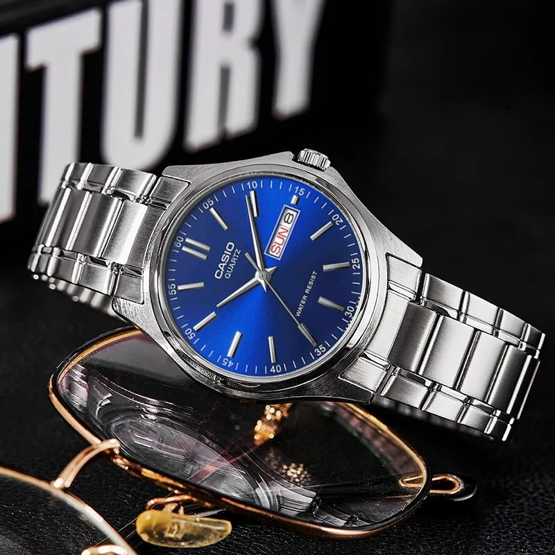 ساعة كاسيو أصلية للرجال مع عرض التاريخ، مقاومة للماء، ساعة كوارتز كاجوال للأعمال، ساعة عصرية للطلاب، هدية للأب