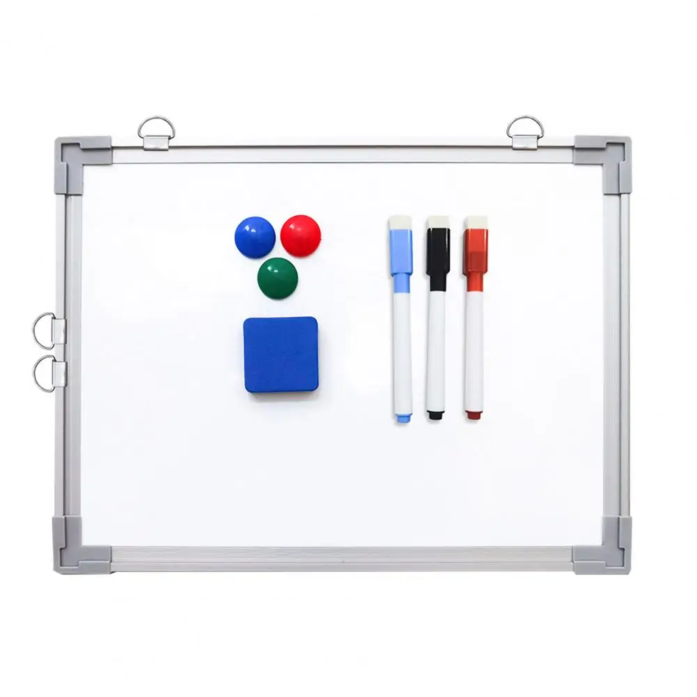 40X30CM Magnetic Dry Erase Whiteboard with Hooks Double-Sided Wall Hanging Kids Teaching Planning