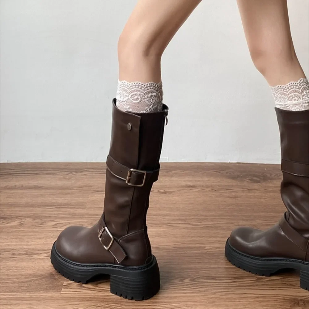 Winter Women Knight High Boots Fashion Back Zippers Ladies Elegant Platform Long Booties Short Plush Women\'s Footwear