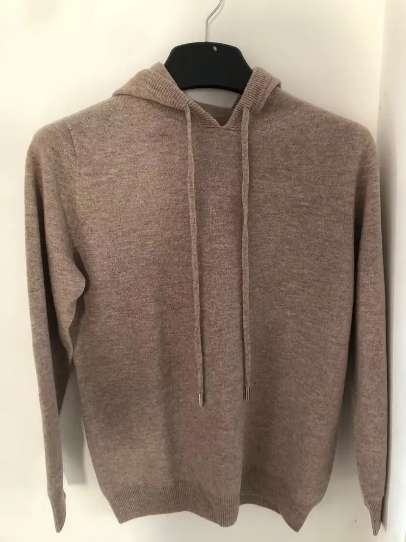 Sudadera con capucha de una pieza para hombre, suéter de punto listo para usar, de manga larga, informal, de otoño e invierno, 100%