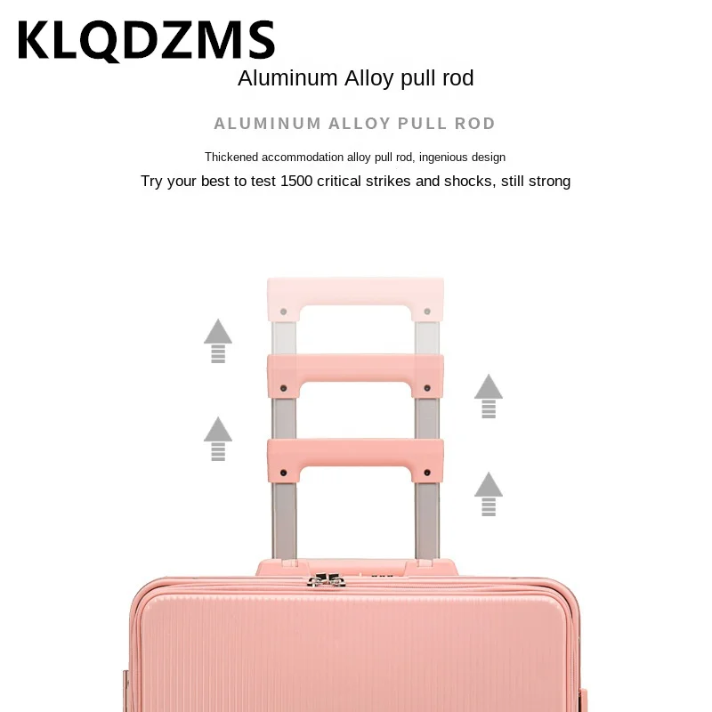 KLQDZMS 20" Cabin Luggage 24"28" PC Trolley Case Front Opening Laptop Boarding Case Trolley Style Travel Bag Rolling Suitcase