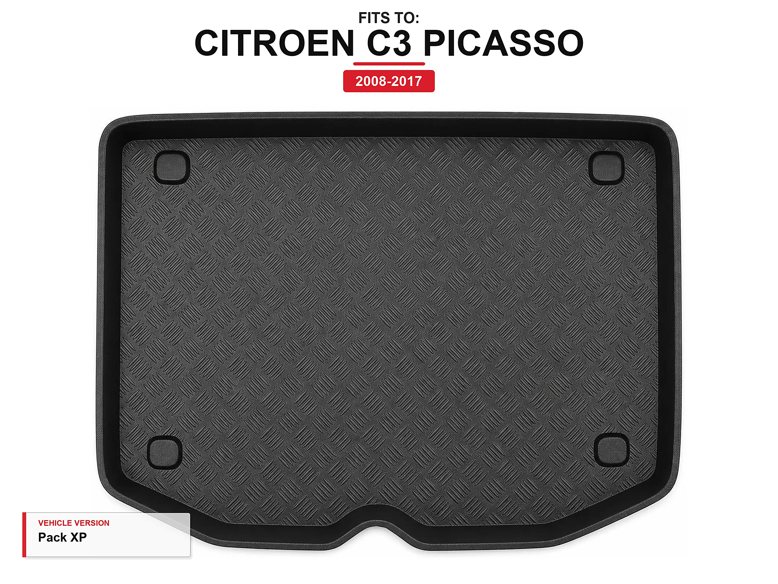 Kofferbakmat met rand voor: Citroen C3 Picasso 2008-2017 Pack Xp