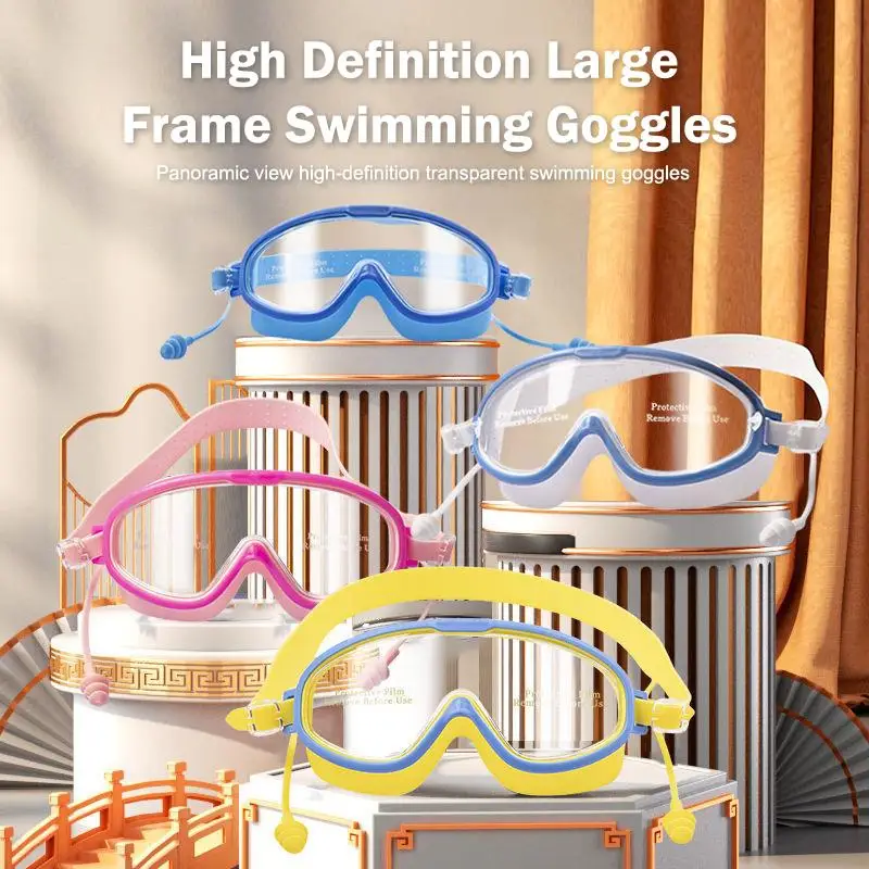

Childrens Swim Goggles Large Frame Comfortable Anti Fog Waterproof for Indoor Outdoor Swimming