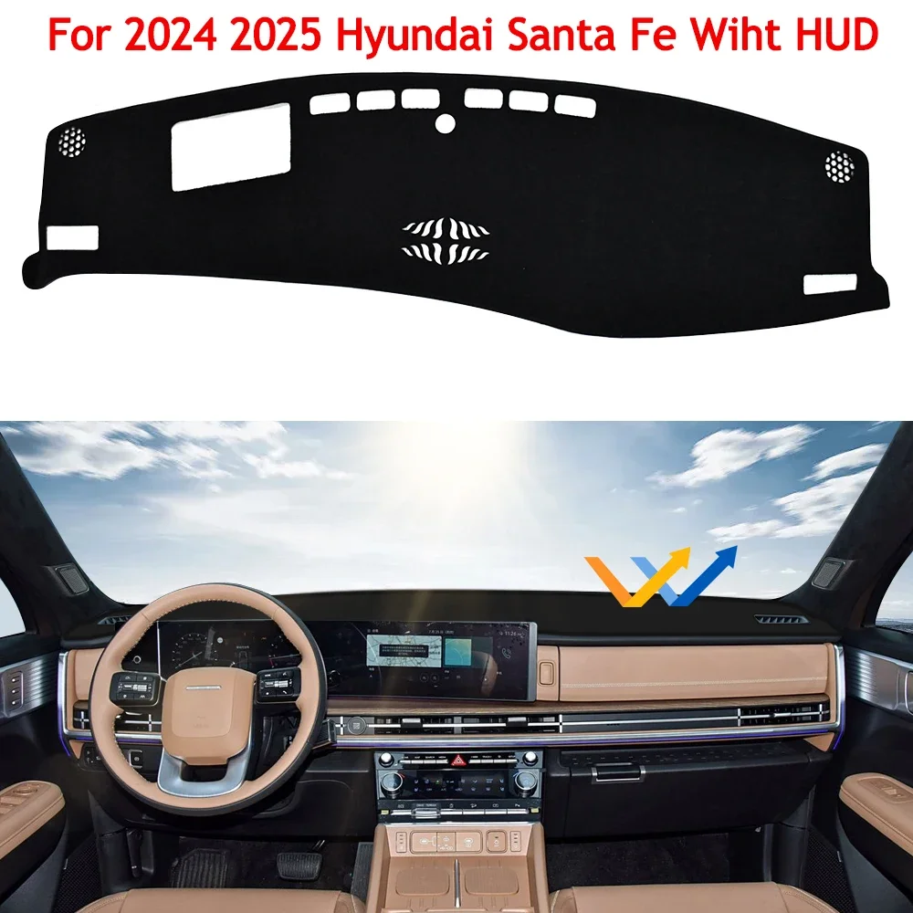 Pop Car Dashboard Cover Mat For 2024 2025 Hyundai Santa Fe Wiht HUD Dash Board Sun Shade Anti-UV Pad Sun-proof Carpet Accessorie