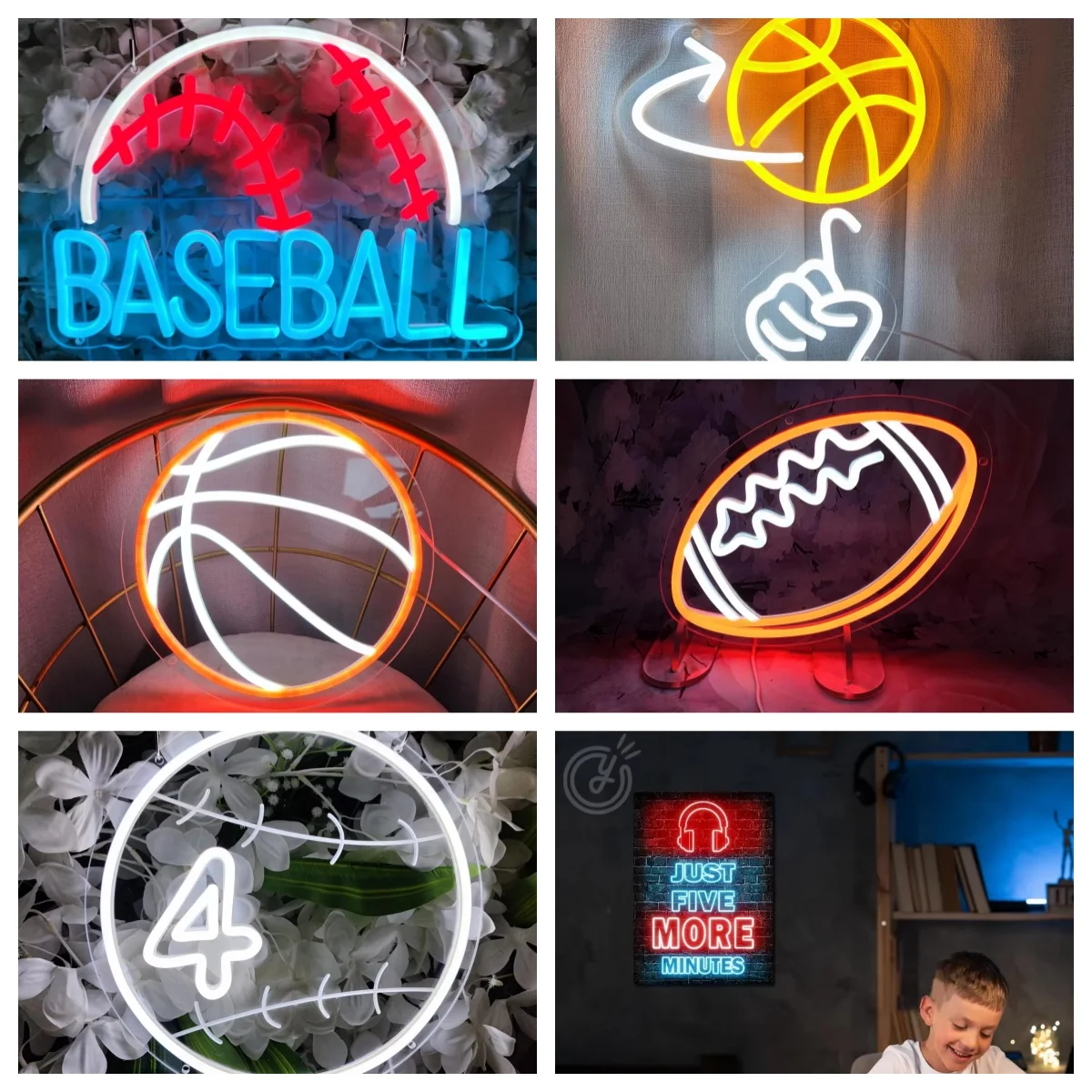 Baseball Neon Signs for Wall Decor, Personalized Name Number Baseball Neon Sign for Bedroom Party Bar Man Cave Decor, Sport