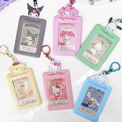 Cartoon Sanrio Keychain Card Set ID Card Photo Protect Case Kawaii HelloKitty Kuromi Protector Bag Car Keyring Chain Card Holder