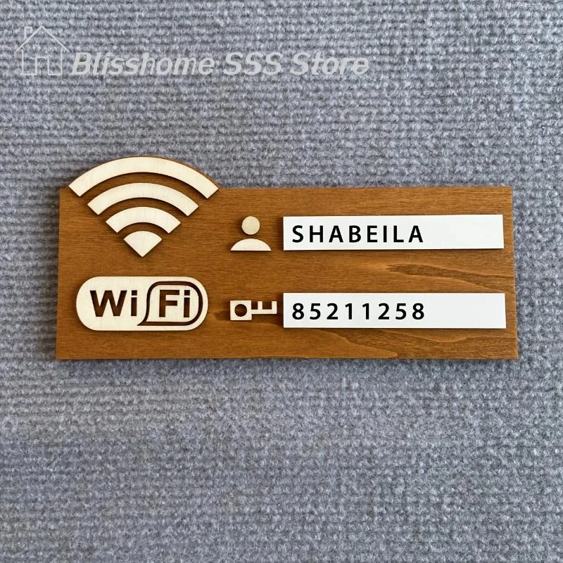 【S】1pc Vintage Rustic Style Wooden WiFi Password Sign, Vintage Wall-Mounted Wireless Network Indicator Plaque, For Home Use
