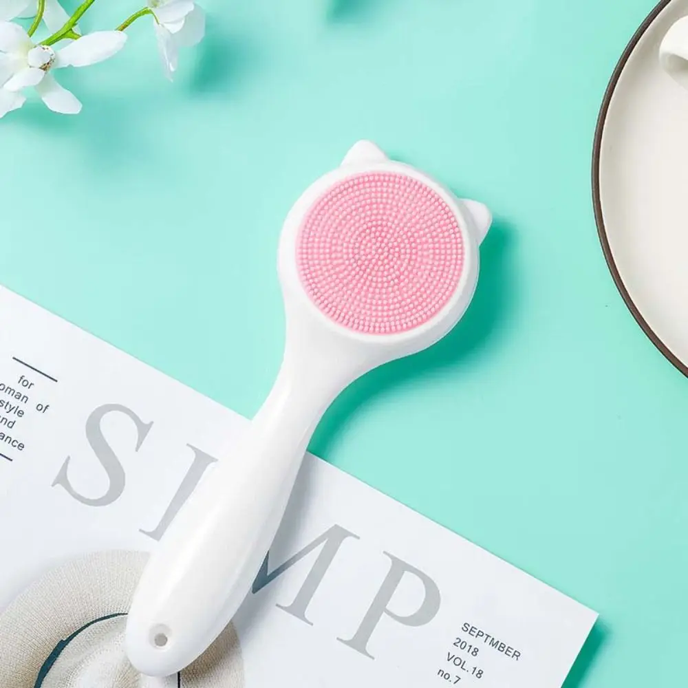 Silicone Silica Gel Facial Brush Soft Cat Ear Shape Exfoliating Facial Brush Makeup Removal Blackhead Remover