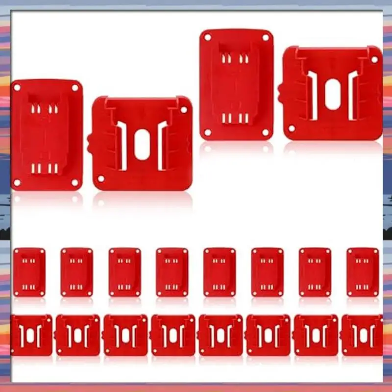 AFBC 10Pcs Battery Base And Tool Battery Holder Wall Mount Batteries Storage Battery Mounts Dock Holder For Power Tool-Red
