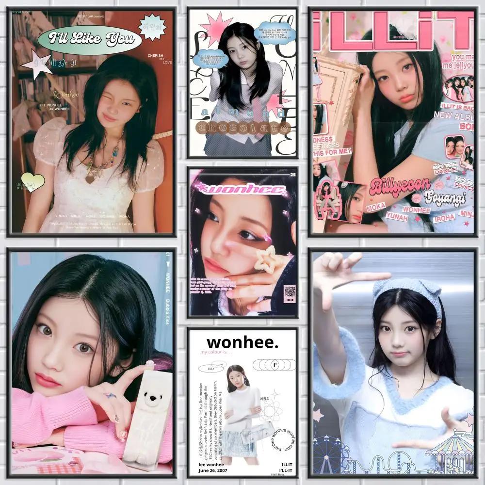 W-Wonhee I-Illit اللوحة الخط شخصية المساحات قماش ملصق جدار جدارية الفن صور لغرفة ديكور المنزل