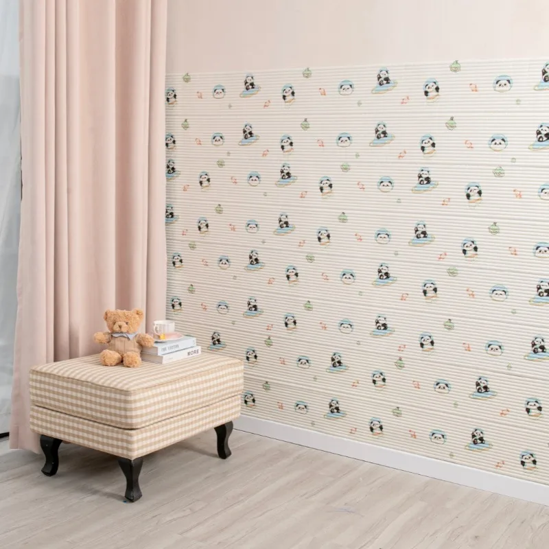 Stiker Dinding Anti Benturan Tebal 8mm Berbahan Busa XPE, Wallpaper Dekorasi Rumah 3D, Stiker Dinding Tahan Air untuk Kamar Tidur Anak