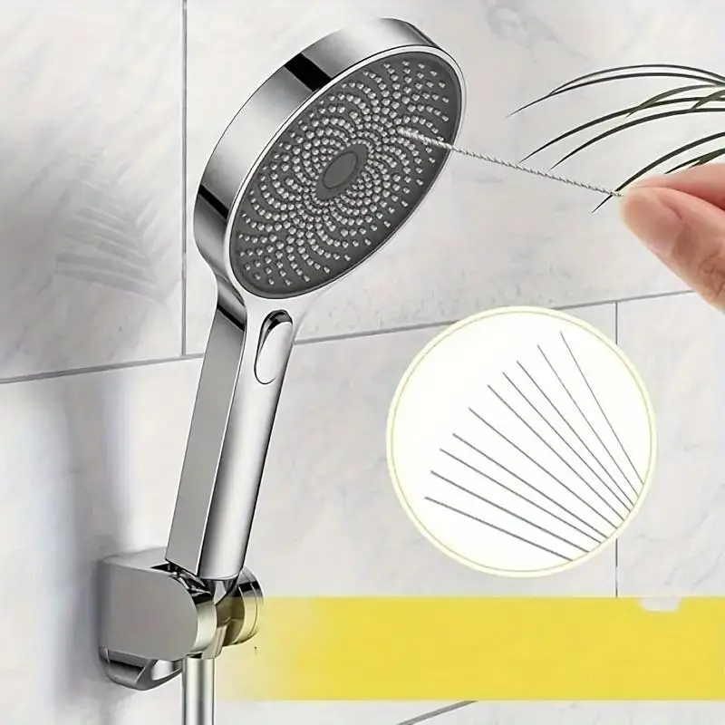 Picture 5: 10 Stainless Steel Needle Shower Head Cleaning Brush Set, Suitable for Multi Size Shower Heads,bathroom Accessory Cleaning Tools