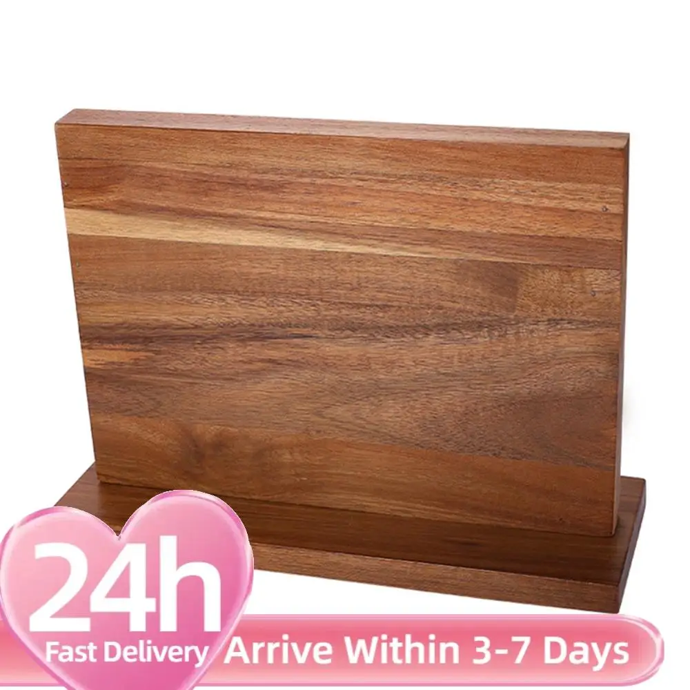 

Магнитный держатель для ножей, двусторонняя деревянная подставка для ножей, витрина для ножей с усиленными магнитами для установки на столешницу