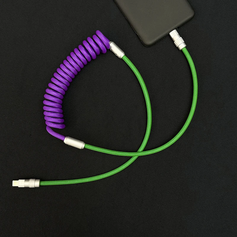 New 100W Spring Spiral Expansion Data Cable Type-C To C Super Fast Charge Cable for Android Samsung Xiaomi Huawei
