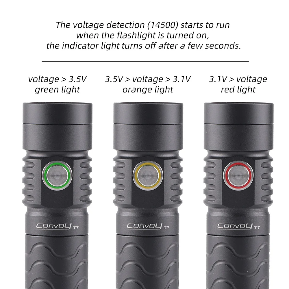 Convoy T7 AA 14500 Flashlight 4 Modes Type-C Charging Port Tail Magnetic Attraction