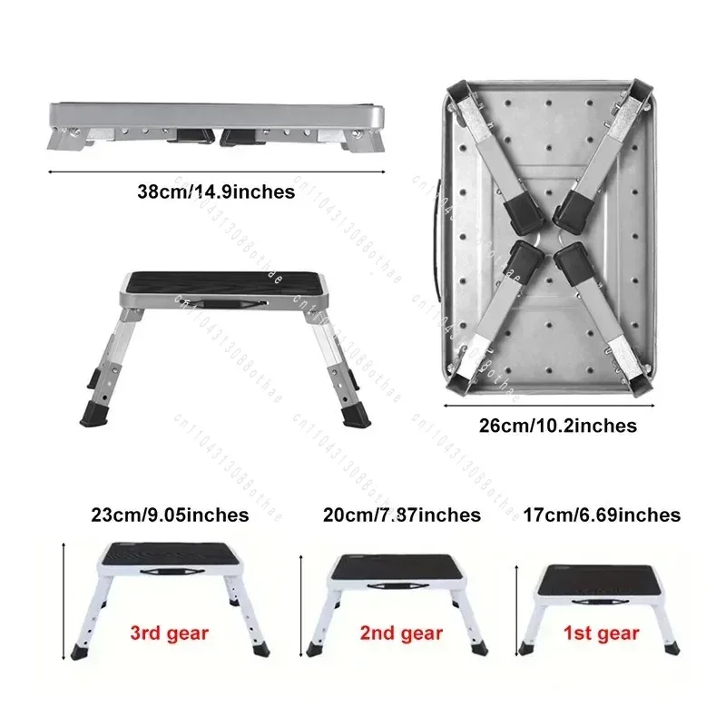 For Adults and Seniors, Safer Metal Step Stool Sturdy and Stable Step Stool 3-speed Adjustable Folding Step Stool