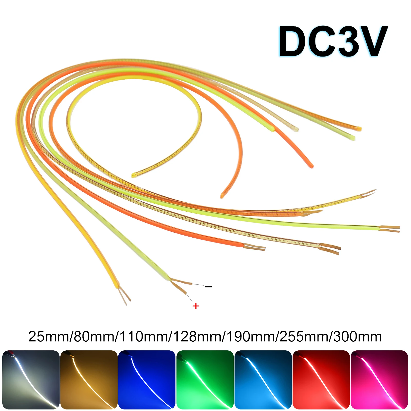 DC 3V Free Cut Flexible COB LED Filament DIY Edison Bulb Lamp Parts 25mm 80mm 110mm 128mm 190mm 255mm 300mm LED Diode