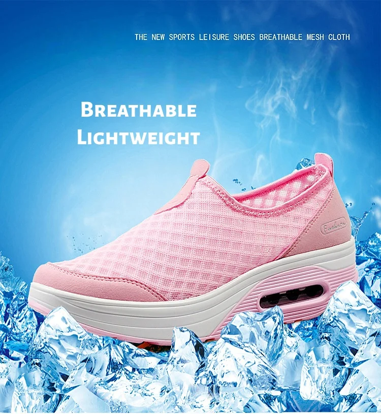 

Breathable Cushioned Women's Shoes: Mesh Casual Trainers with Chunky Soles, Women's Flats with Soft Patterned Design