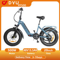 DYU FF500 Folding E-bike 500W Motor 48V14AH Lithium Battery City Riding Electric Bicycle Women's 20*4.0 Fat Tire Electric Bike