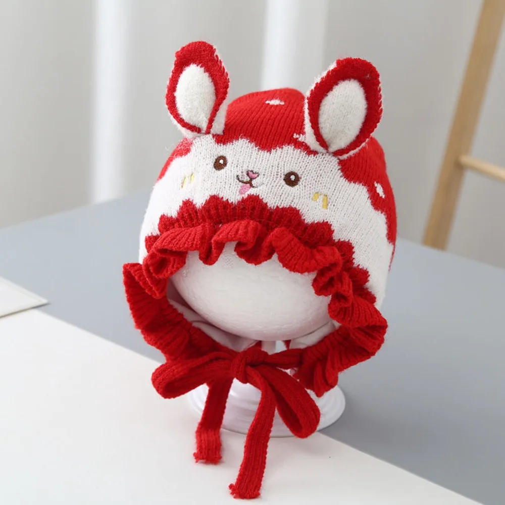 

Fashion Rabbit Ear Baby Knitted Hat Warm Solid Color Infant Beanie Hats Thicken Soft Pullover Cap Boys