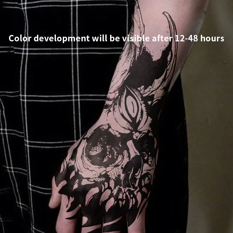 Dark Skeleton Evil Spirit Herbal Tattoo Sticker Sexy Hot Girl Temporary Tattoo Waterproof Fake Tattoo Men Women Party Gift Y2k