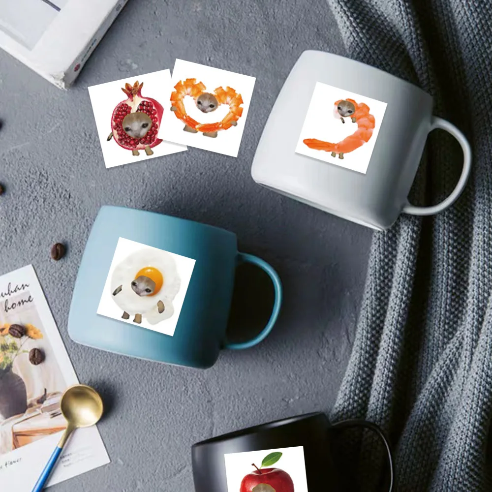 69Pcs Funny Meme Cat And Food Cute Graffiti Stickers For Toy Luggage Laptop Ipad Skateboard Phone Car Stickers Wholesale view 3
