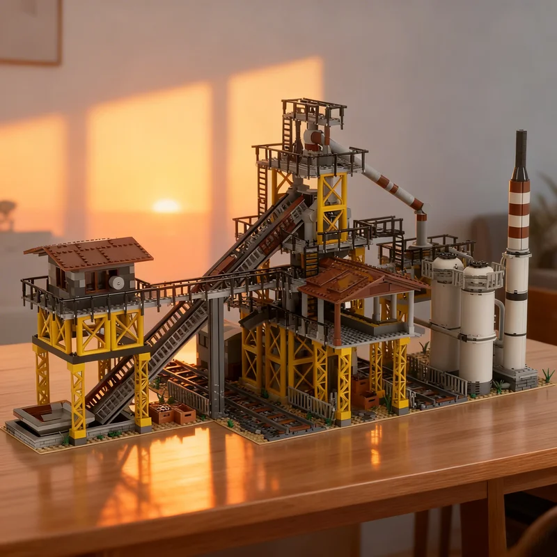 2902pcs MOC Train Supplemental Blast Furnace Model Christmas Gift Decorative Creative DIY Assembly Kit Art Craft