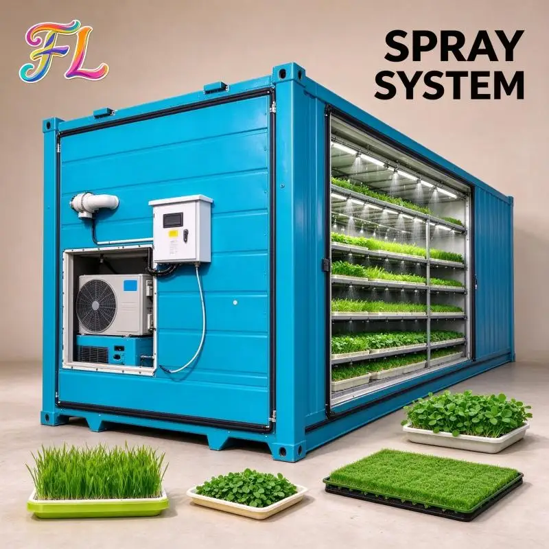 Container Hydroponic Fodder Machine Complete Sprout Production Line Wheat Sprout Hydroponic Container Farm Equipment