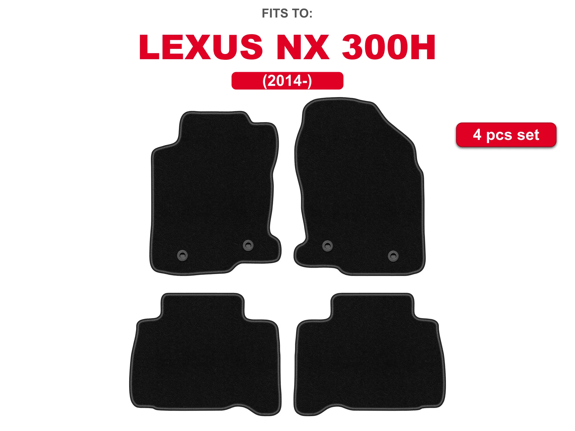 Auto-velourmatten voor: Lexus NX 300H 2014-zwarte crossover auto bijpassende automattenset