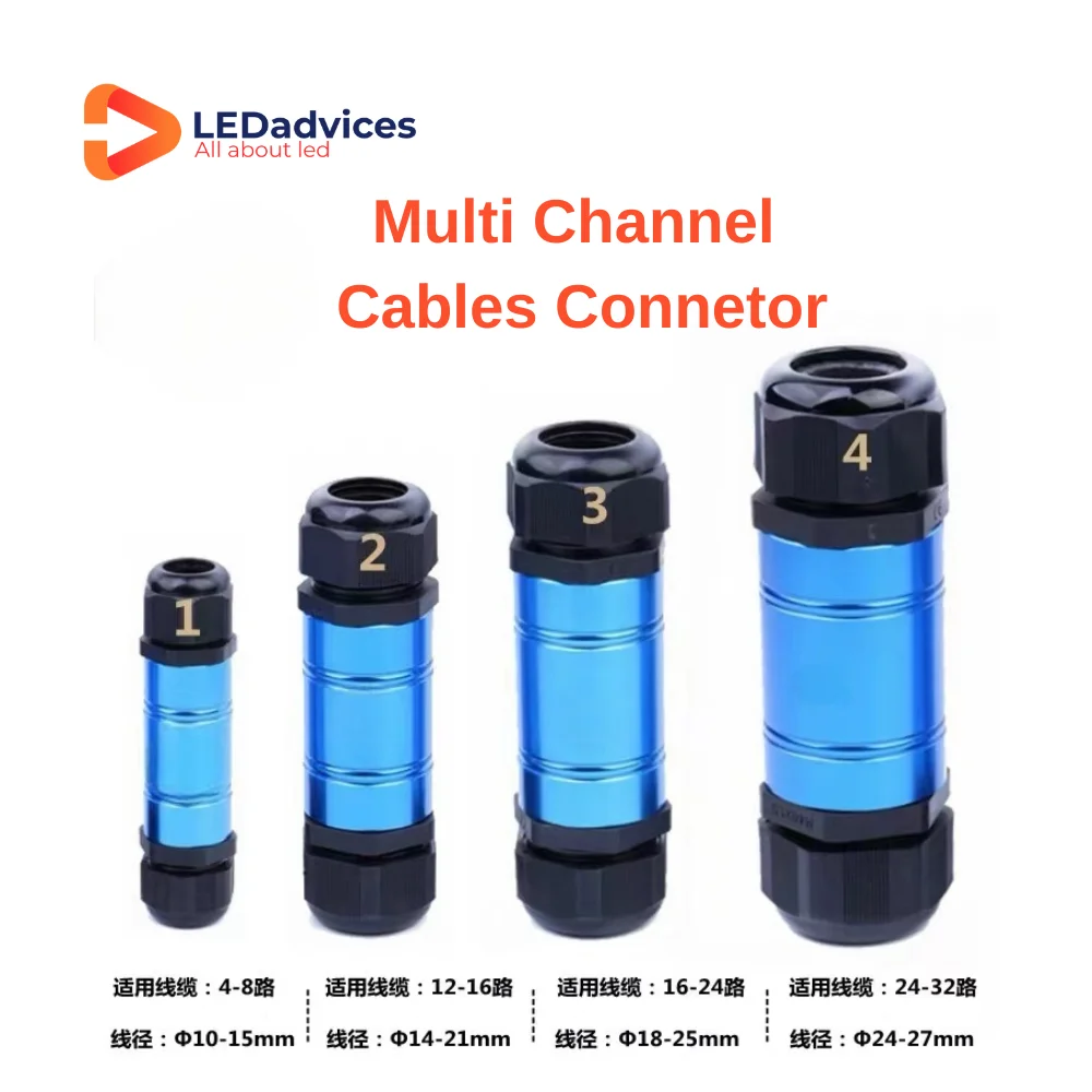 LEDadvices Mutli Channels Cable Connector CAT6 HDMI DP Fiber Cables Spliter Connector 10mm 15mm 20mm 25mm 27mm