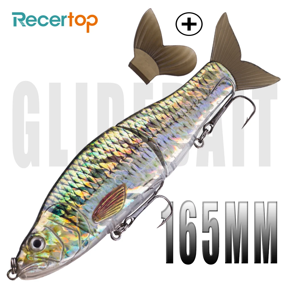 

Recertop 165MM 56G / 62G Glide Bait Swimbait Fishing Lures With 2PCS Soft Tails Hard Shad Glide Bait Pike Musky Killer Fishing