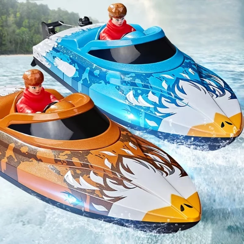 

New Hj822 Remote Control Boat Speedboat With Light Capsize Reset 2.4g High-Speed Remote Control Boat Children'S Water Toy Boat