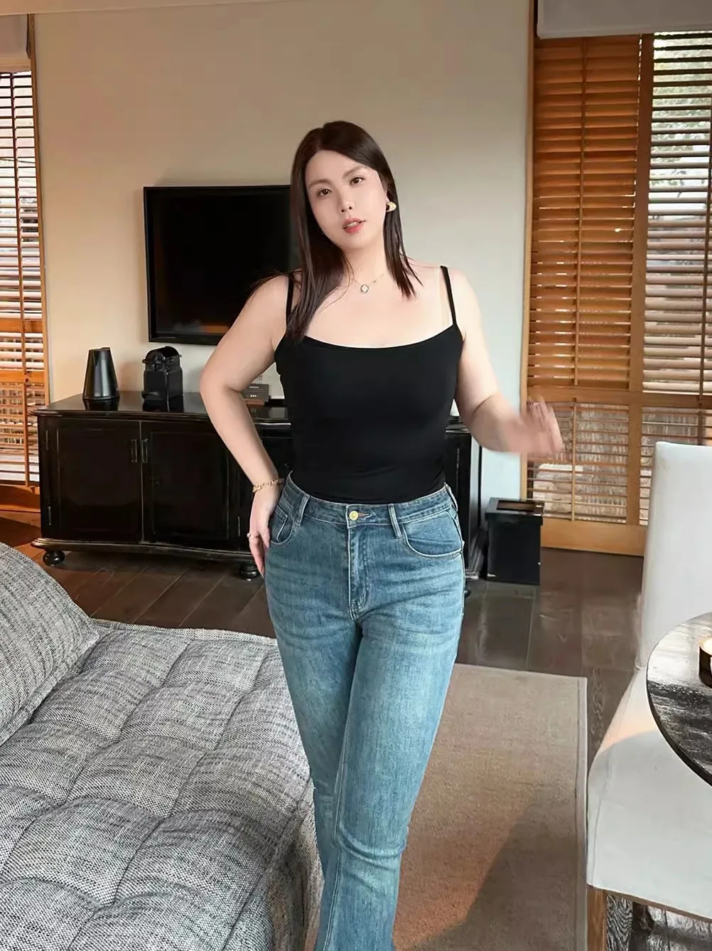 

Расклешенные джинсы с высокой талией, женские облегающие эластичные джинсы больших размеров, повседневные длинные брюки из хлопка, полиэстера и спандекса, весна-лето, новое поступление