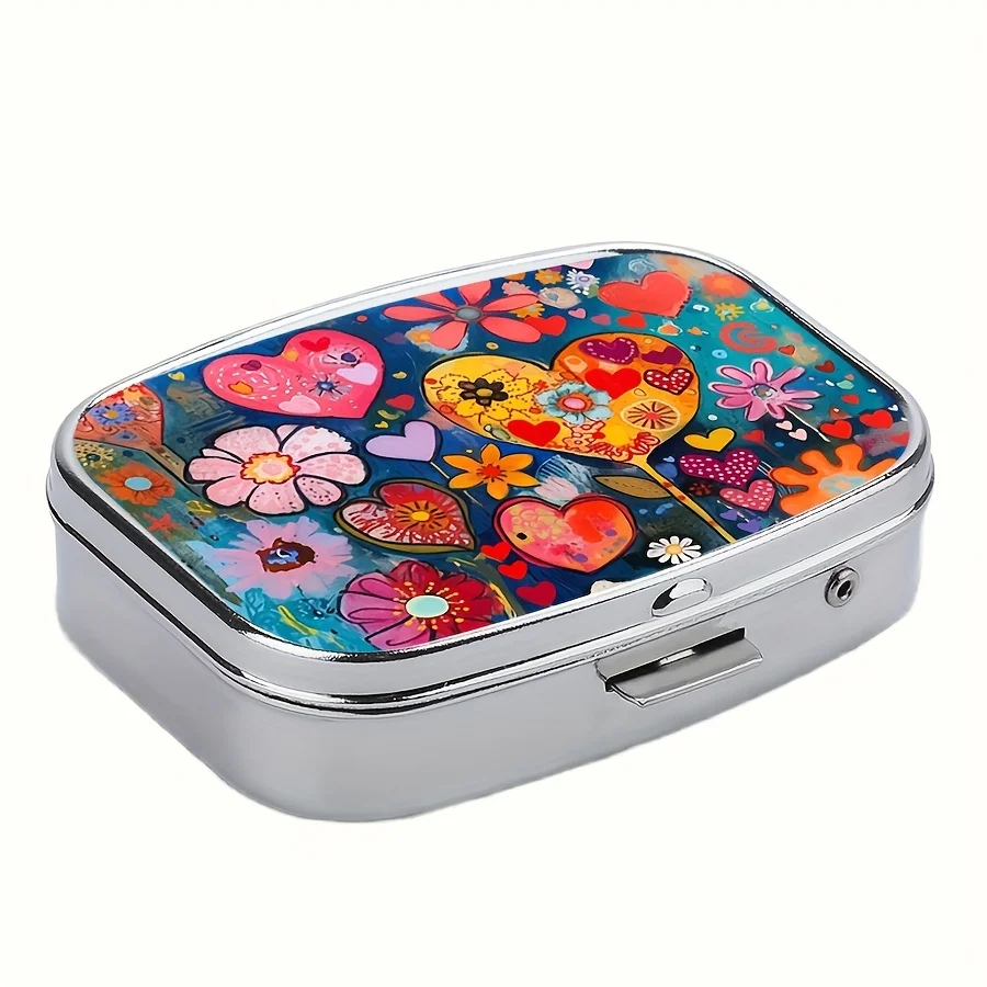 علبة حبوب على شكل طلاء زيتي، مقصورتين. #3