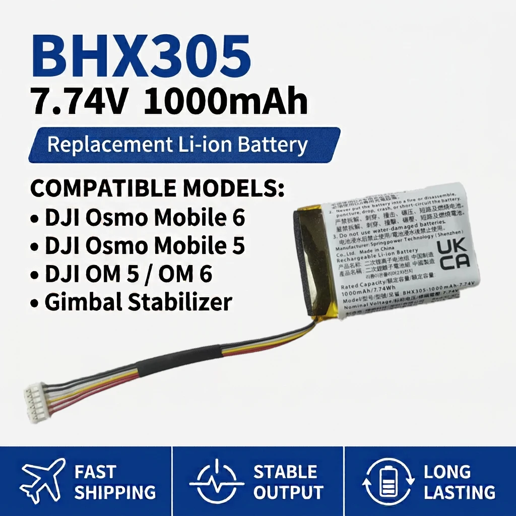 BHX-305 7.74V 1000mAh Li-Polymer Battery Pack Compatible with DJI Osmo Mobile 6 Mobile5 OM5 OM6 Stabilizer Replacement