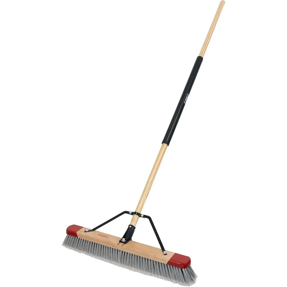 

24 Heavy-Duty Indoor Broom for Smooth Floors, Lagged Bristles, Ideal for Home & Garage, Gray