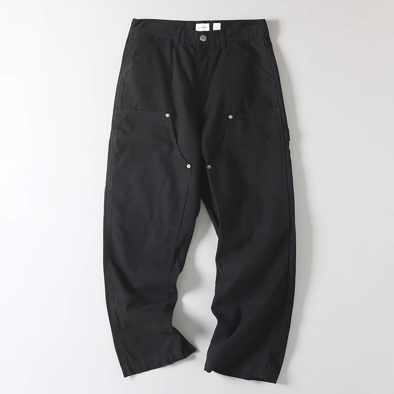 

Retro American Sle Men's Workwear Pants Cotton Canvas Waed Loose Fit Urban Faion Wooutting Sle Casual Trousers